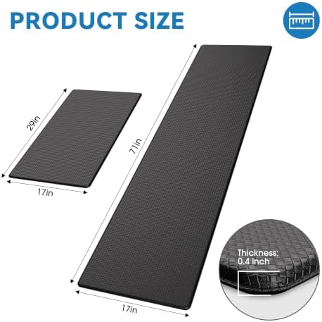 Kitchen Mats for Floor, [2PCS] Anti-Fatigue Kitchen Rugs, Black - Image 2