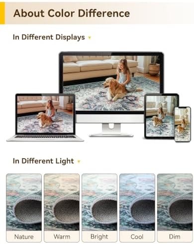 RELEANY Washable Area Rug, Runner 2'6"x14', Teal Green/White/Navy - Image 7