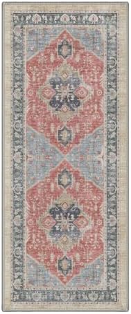 GENIMO 2.5x8 Outdoor Runner Rug, Washable for Patio, Distressed Red - Image 2