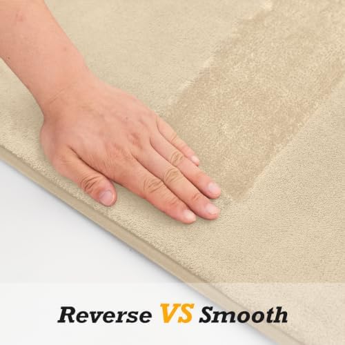 HUXMEYSON Bathroom Rugs Sets 2 Piece, Non-Slip & Quick Dry Bath Mat Set, Ultra Soft Velvet Bath Rugs for Bathroom, Toilet and Shower Floor, Light Coffee - Image 3