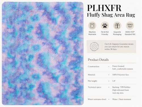 PLHXFR 8x10 Area Rugs Living Room: Fluffy Bedroom Soft Shag Rug Kid Rainbow - Image 6