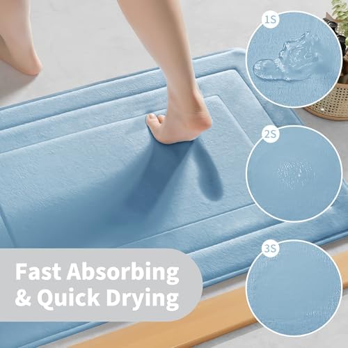 Cupic Cupid Memory Foam Bath Mat 24"×36"，Non Slip Bathroom Rugs，Light Blue - Image 5