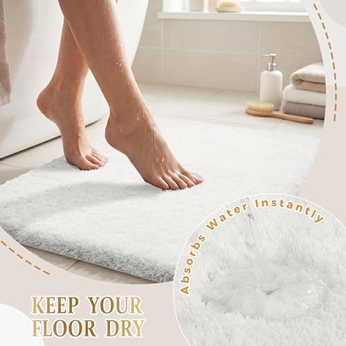Yimobra Bathroom Runner Rug Non Slip Washable 60x24, Bath Mat, Off White - Image 5
