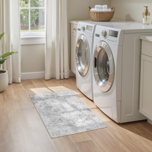 Tortania Area Rug Living Room Rugs - 2x3 Washable Soft Neutral Boho Moroccan Farmhouse Mat Indoor Floor Carpet for Bedroom Under Dining Table Home Office Decor - Ivory Grey - Image 4