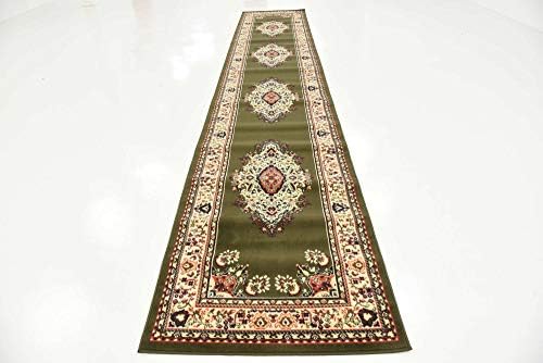 Unique Loom Reza Collection Traditional Persian Style Area Rug, 3 ft x 16 ft 5 in, Olive/Ivory - Image 5
