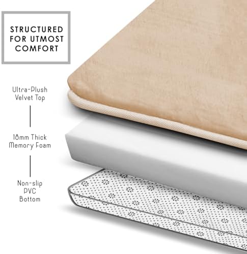 Clara Clark 2 Piece Bathroom Rugs, Velvet Memory Foam Bath Mat Set, Non-Slip Bath Rugs, Machine Wash, Dries Quickly, Ultra Soft Plush Bath Mats for Bathroom, 17 x 24 + Contour, Cream - Image 5