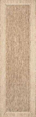 nuLOOM Asha Simple Border Indoor/Outdoor Area Rug - 2x8 Indoor/Outdoor Runner Rug Casual Light Brown/Ivory Rugs for Living Room Patio Deck Front Porch Entryway Hallway Kitchen - Image 2