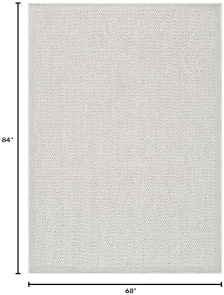 CAMILSON Easy Jute Rug 5x7, Indoor Outdoor Off-White Color Fiber Area Rugs for Living Room Patio and Kitchen Rug Herringbone Seagrass Woven Design Easy-Cleaning Washable Outside Carpet Alfombras 5 x 7 - Image 2