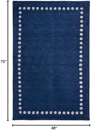 SAFAVIEH Kids Collection Accent Rug - 4' x 6', Navy, Handmade Polka Dot Border Wool, Ideal for High Traffic Areas in Entryway, Living Room, Bedroom (SFK802N) - Image 2