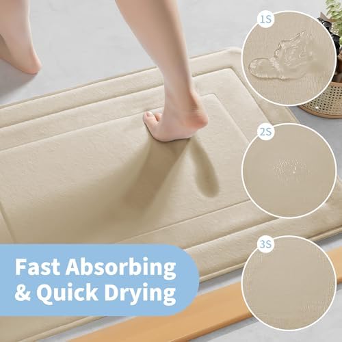 Cupic Cupid Super Soft Memory Foam Bath Mat, Khaki Bathroom Rugs, Non Slip Bath Mats for Bathroom Floor, Machine Washable Rugs for Shower & Tub, Quick Dry Bath Carpet for Decor, 24" x 36" - Image 5