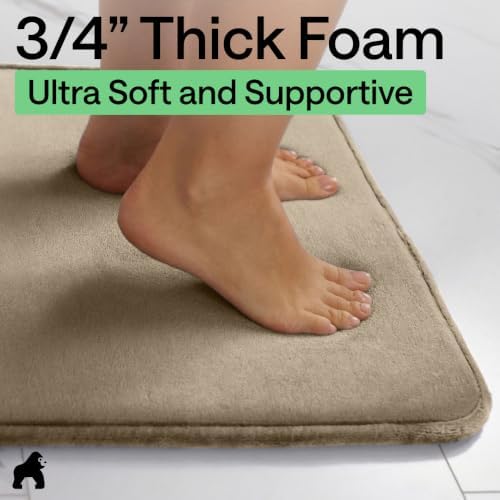 GORILLA GRIP® Memory Foam Bath Rug for Bathroom, 48x24 Taupe - Image 4