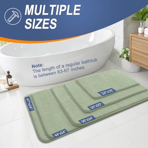 OLANLY Memory Foam Bathroom Runner Rugs 44x24, Long Bath Mats, Sage Green - Image 5