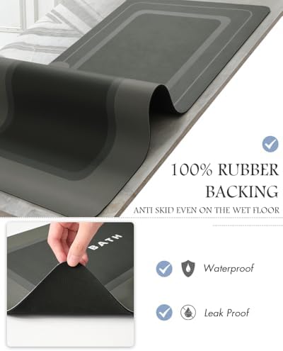 MontVoo-Bath Mat-Bath Mat Rug Non Slip Super Absorbent Stain Resistant Quick Dry Thin Bathroom Rug-Bath Mats for Bathroom Floor Bathtub Vanity-Bathmat Bath Rug Easy Care - Image 5