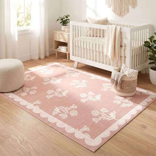 Pink Floral Rug for Girls Bedroom - 3x5 Washable Boho Bathroom Rug - Image 6