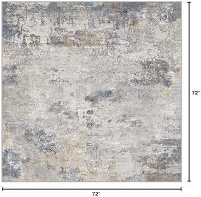 UERMEI Square Area Rugs : Washable 6x6 Neutral Modern Abstract Carpet for Living Room Bedroom - Soft Floor Mat with Non Slip Backing for Kitchen Nursery Dorms Farmhouse Home Decor - Blue Grey - Image 2