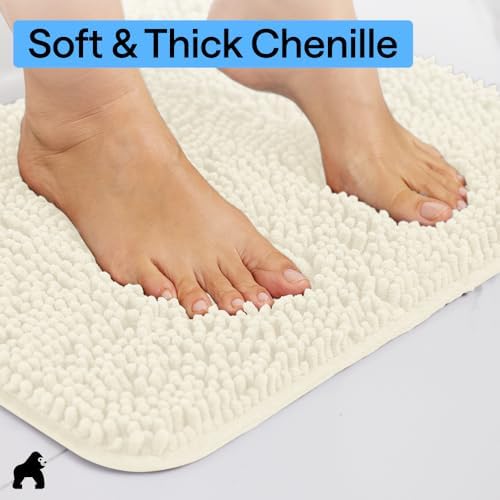 GORILLA GRIP Bathroom Area Rug Sets 2 Piece, Soft Chenille, 30x20 Ivory - Image 5