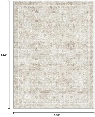 Sasttie 9x12 Area Rugs, Ultra-Soft Washable Rug for Living Room, Beige - Image 2