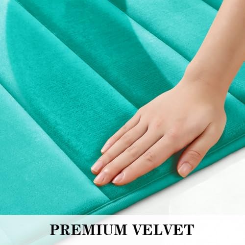 BYSURE Light Teal Memory Foam Bathroom Rug Set 3 Piece - Image 7