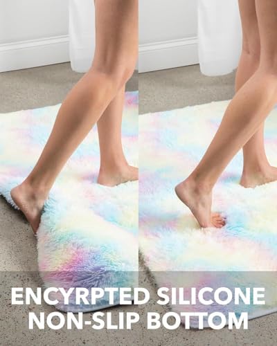 Ophanie Soft Fluffy Shaggy Rugs for Bedroom Living Room Dorm Nursery Home Decor Aesthetic,Color Light Rainbow,Size 4' x 6' - Image 5