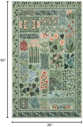 Zealude Floral Boho 3x5 Sage Green Bathroom Rugs, Washable Botanical Area Rugs for Entryway Bedroom, Non Slip Kitchen Floor Mat Indoor Throw Carpet for Laundry Living Room (Green,3 x 5) - Image 2