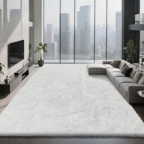 Shag Area Rugs for Bedroom Living Room,6X9 Ultra Soft White Fluffy Area Rugs for Dorm,Indoor Carpet Plush Rugs for Home Decor,White by Boshengya
