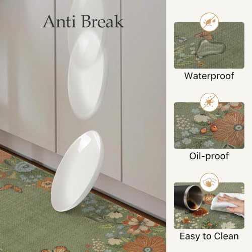 GENIMO Anti Fatigue Kitchen Mats for Floor 2PCS,Standing Rugs,Natural Green - Image 2