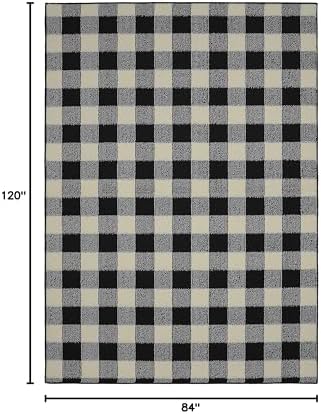 Garland Rug Country Living Buffalo Plaid 7 ft. x 10 ft. Area Rug for Living Room, Bedroom, Kitchen, Dining Room, Nursery, Black/Ivory - Image 3