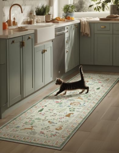 Machine Washable Kitchen Runner Rug: 2'x6' Hallway Rug Non Slip Low Pile Stain Resistant Soft Carpet Runners for Entryway Hallways Kitchen Laundry Room Beside Bedroom Farmhouse by palohom