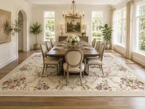 Helthep 9' x 12' Vintage Floral Washable Area Rug for Living Room - Image 4