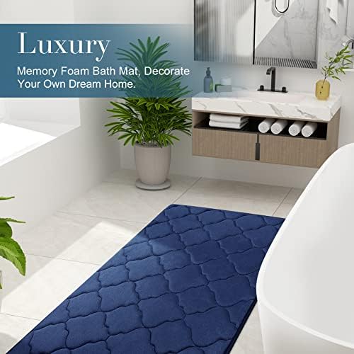 OLANLY Memory Foam Bath Mat Rug 36x24, Ultra Soft Bathroom Rugs, Navy - Image 6