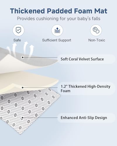 SEPARO Thick Baby Play Mat for Floor,50x65 Playpen Mat,Safe,Non-Slip,Grey - Image 6