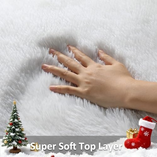 Ophanie 8x10 White Area Rugs for Living Room, Large Shag Bedroom Carpet, Big Indoor Thick Soft Nursery Rug, Ivory Carpets for Boy and Girls Room Dorm Home Decor Aesthetic - Image 2