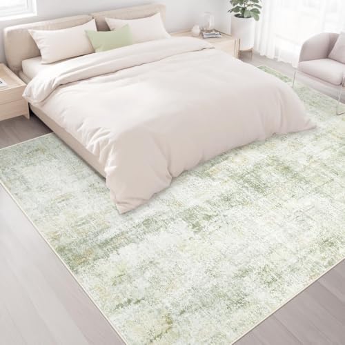Area Rugs 8x10 Living Room: Washable Rug Modern Abstract Large Rugs Soft Non Slip Neutral Rug Stain Resistant Indoor Carpet for Bedroom Kitchen Dining Room Home Office Rugs(Green Brown,8'x10') - Image 4