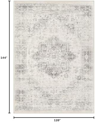 UERMEI 10x12 Area Rug Living Room Rugs - Washable Vintage Soft Large Rug Indoor Floor No Slip Rug Carpet for Bedroom Farmhouse Under Dining Table Home Office Decor - Beige/Camel - Image 2