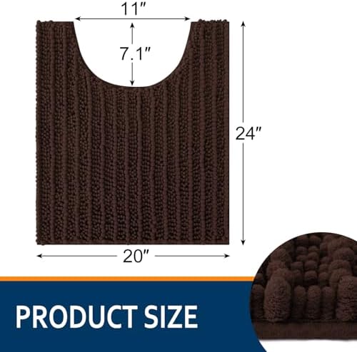 Smiry Bathroom Toilet Rugs U Shaped 24X20, Chenille Bath mats for Toilet - Image 2
