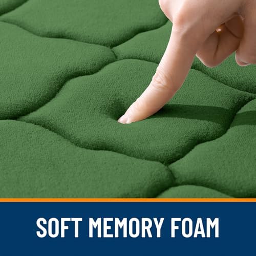 OLANLY Memory Foam Bath Mat Rug 44x24, Soft Bathroom Rugs, Olive Green - Image 2
