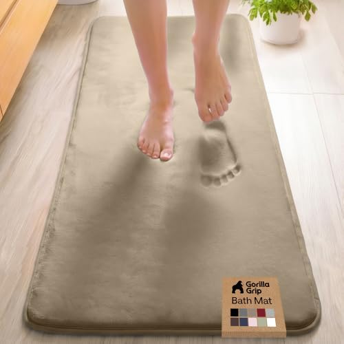 GORILLA GRIP® Memory Foam Bath Rug for Bathroom, 60x24 Taupe by GorillaGrip