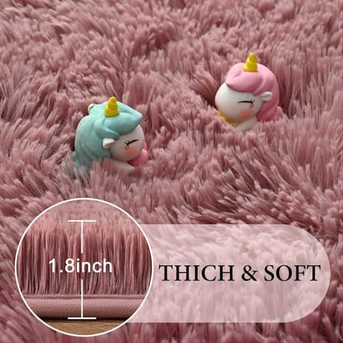 Noahas 2.6x5.3 Blush Fluffy Soft Oval Rug Non-Slip for Kids Bedroom Nursery - Image 3
