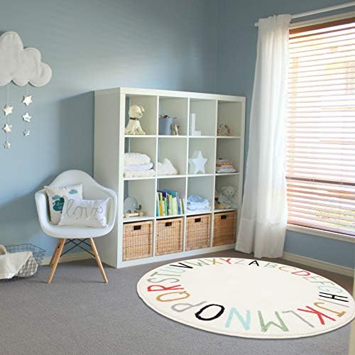 Topotdor Round ABC Area Rug,63 Inch Soft Floor Carpet,Multi Color - Image 2