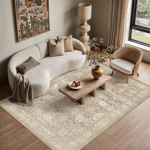 HUGEAR Area Rugs 3x5 Beige Vintage Rug for Living Room - Image 2