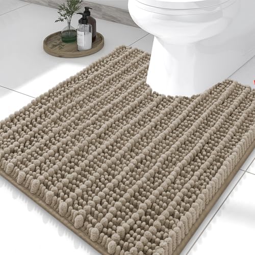 Smiry Bathroom Toilet Rugs U Shaped 24X20, Chenille Bath mats for Toilet by Smiry