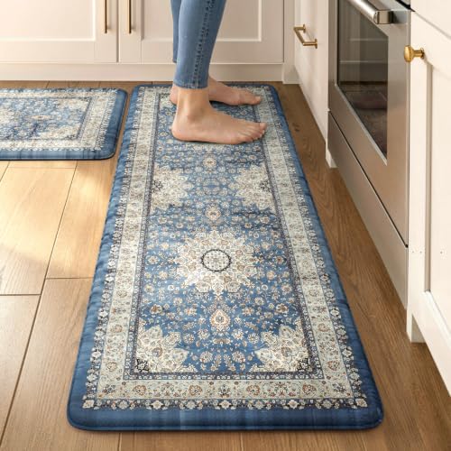 Collive Kitchen Rugs Sets of 2, Kitchen Floor Mats Cushioned Anti Fatigue by Collive