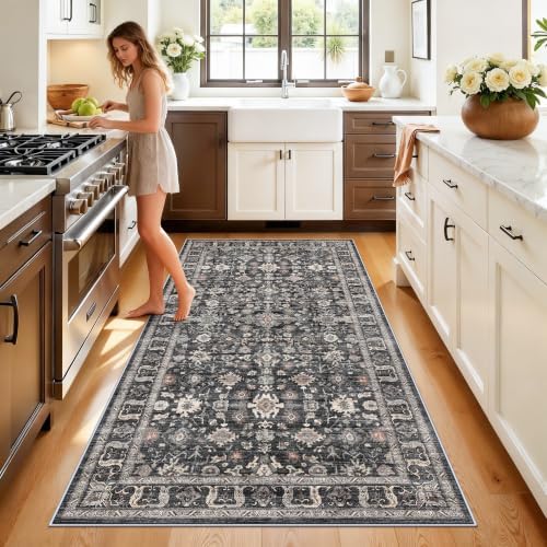 Washable Hallway Runner Rug 4x8: Wide 8ft Runner for Kitchen Entry Non Slip by TOPRUUG