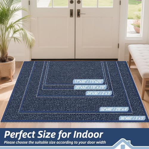 BEQHAUSE Dirt Trapper Door Mat 17" x 30", Non-Slip Doormats, Blue - Image 2