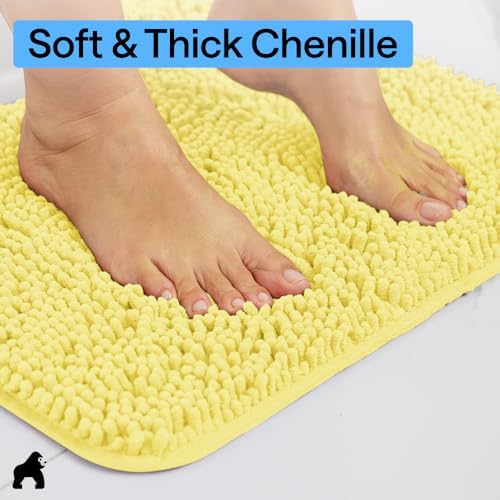 GORILLA GRIP Chenille Bath Rug Mat for Oval Toilet Base, 24x19 Yellow - Image 5