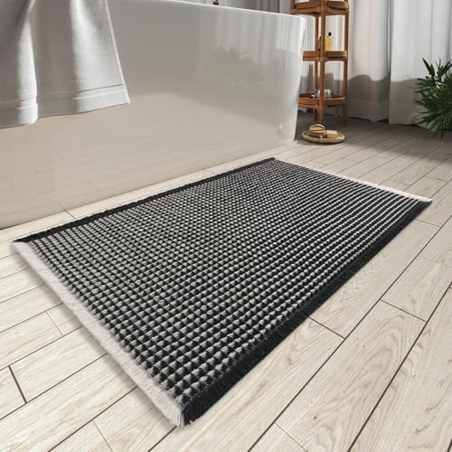Upgraded Waffle Bath Mat Ultra Absorbent Non Slip Bathroom Mat, 20" x 32" by AMOAMI
