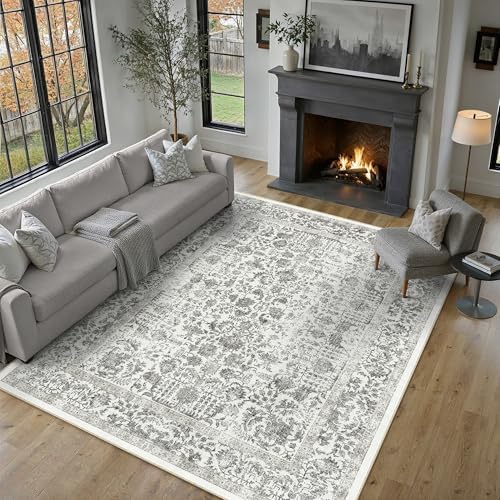 PureCozy Black Area Rug 6x9 Vintage Floral by PureCozy