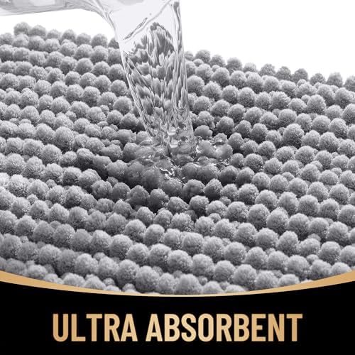 OLANLY Thick Chenille Large Bathroom Rugs 44x32, Absorbent Bath Mat, Grey - Image 3