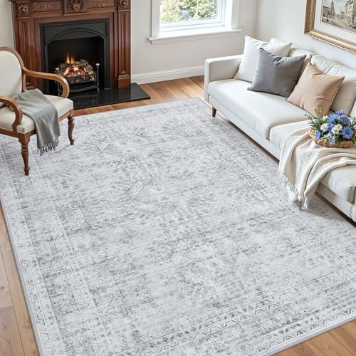 4x6 Area Rugs Living Room: Bedroom Neutral Washable Carpet Gray - Image 3