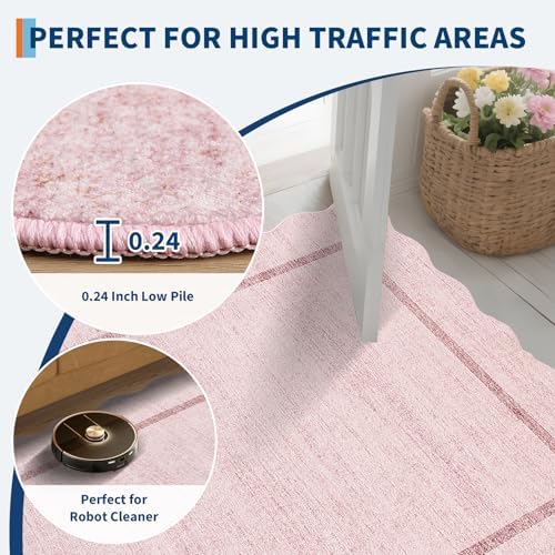 GarveeHome Scalloped Washable Area Rugs 8x10 Rugs for Living Room, Pink - Image 6